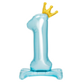 Load image into Gallery viewer, Crown Blue Number 1 Balloon with Base
