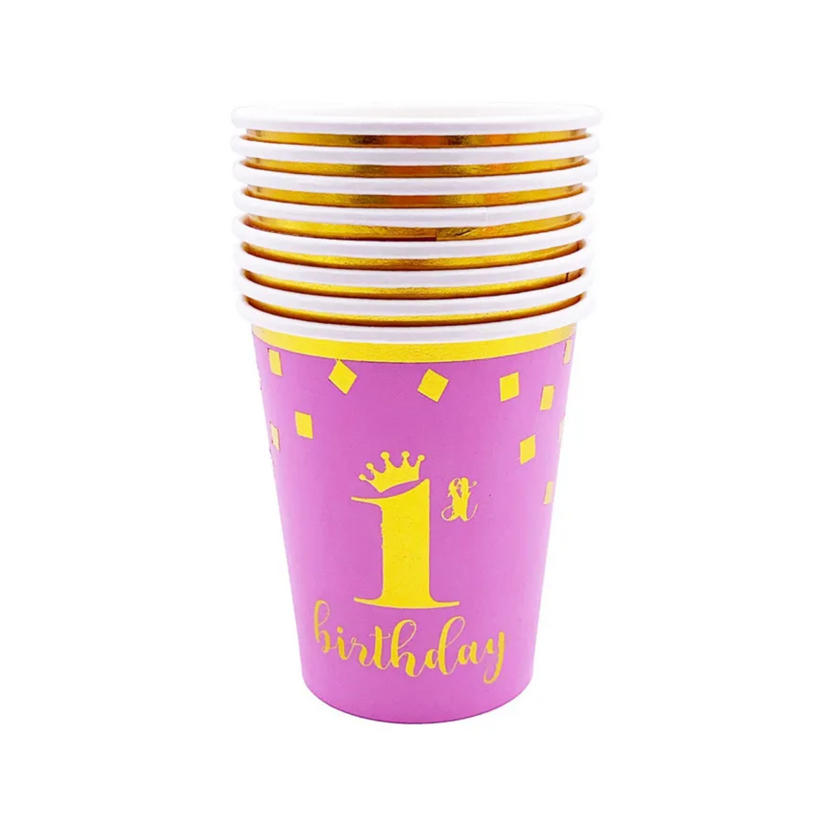 First Birthday Pink Decorations Paper Cups Set