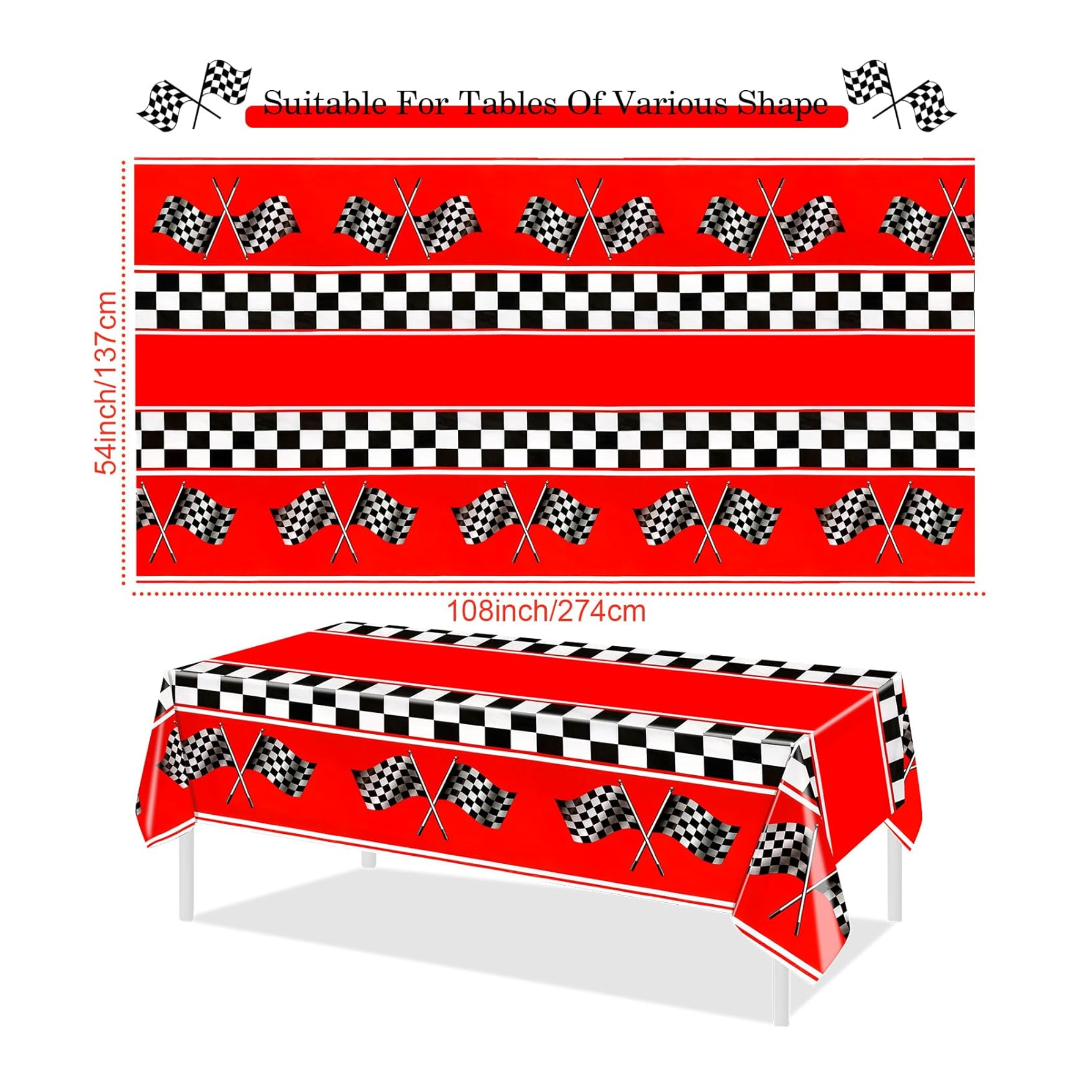 Checkered Race Car Tablecloth