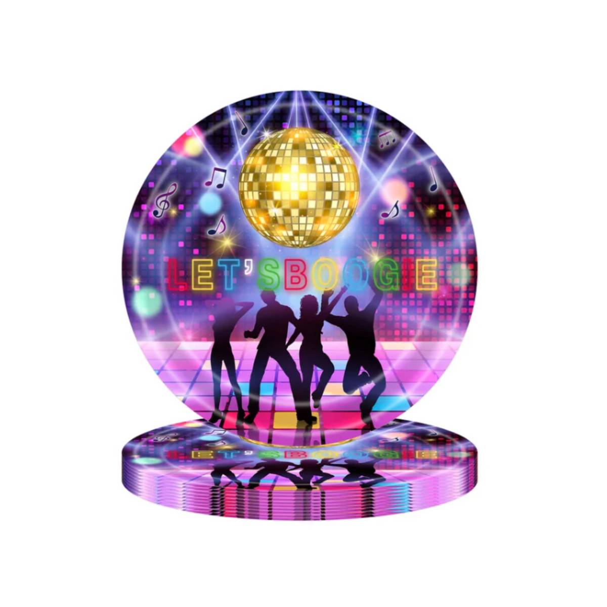 Neon Disco Party Theme Tableware Set