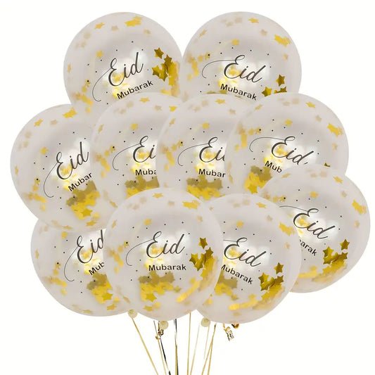 Eid Al Adha 10 Pcs Golden Confetti helium printed balloons
