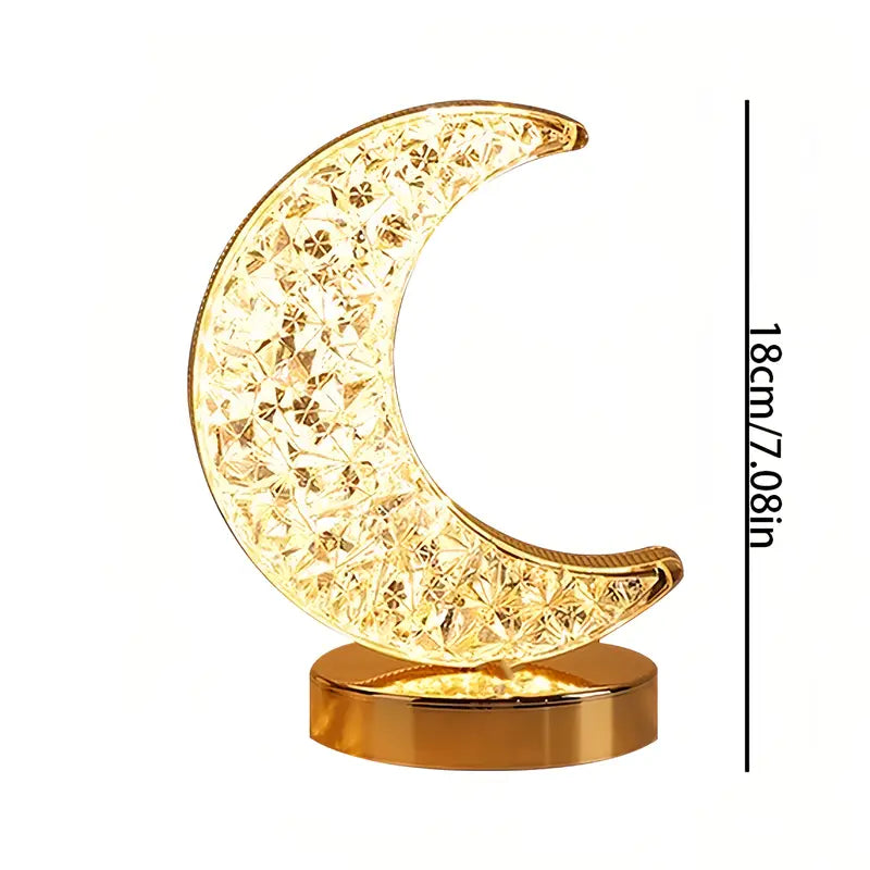 Ramadan Moon LED Decorative Table Lamp with Sparkling Crystals