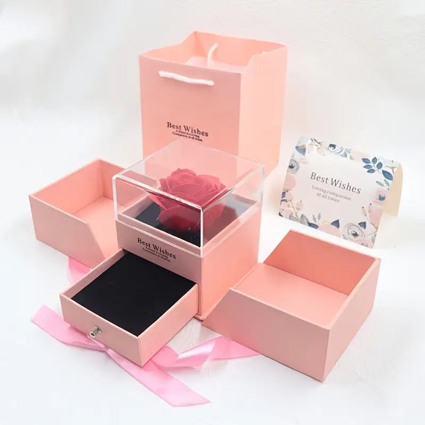 Mother's Day Pink Eternal Necklace 1 Flower Gift Box