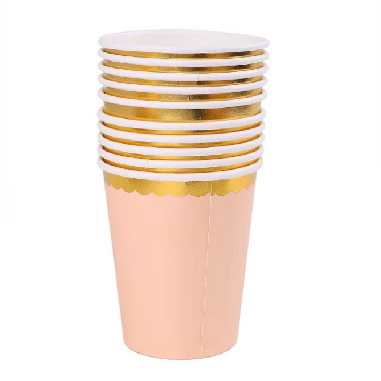 Pastel Peach with Gold Lining Paper Cup