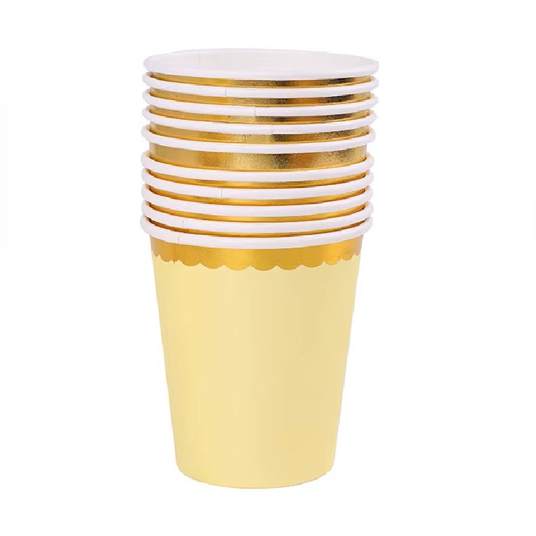 Pastel Yellow with Gold Lining Paper Cup