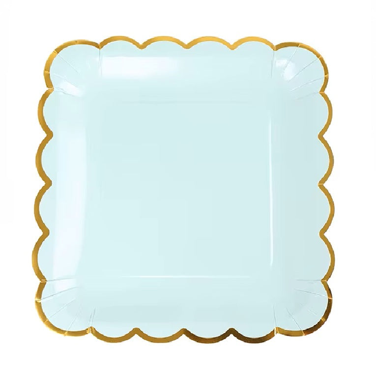 Square Pastel Green with Gold Lining Paper Plate