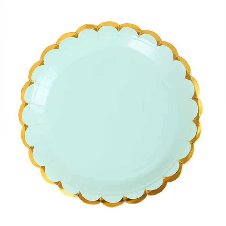 Round Pastel Green with Gold Lining Paper Plate
