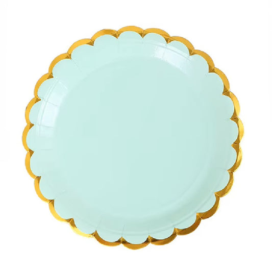Round Pastel Green with Gold Lining Paper Plate
