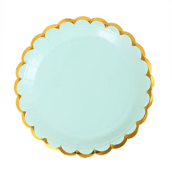 Round Pastel Green with Gold Lining Paper Plate
