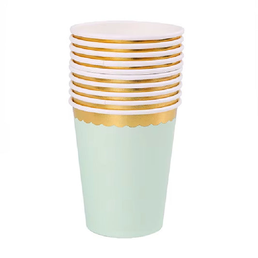 Pastel Green with Gold Lining Paper Cup
