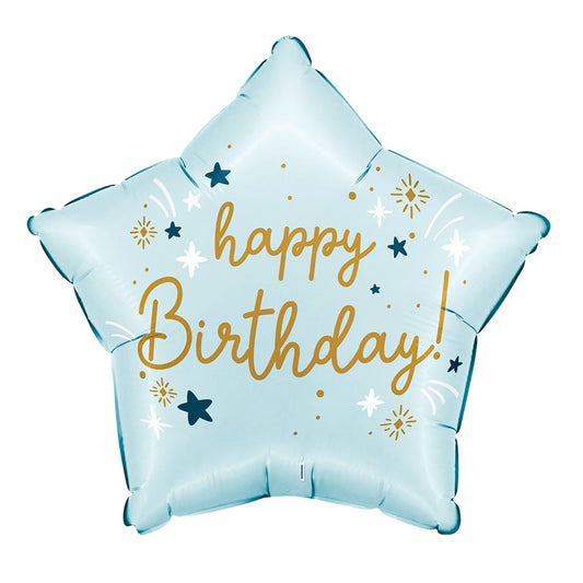 Happy Birthday Star Foil Balloon (Baby Blue)
