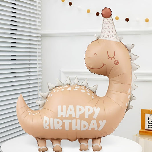 Happy Birthday Brown Dinosaur Foil Balloon