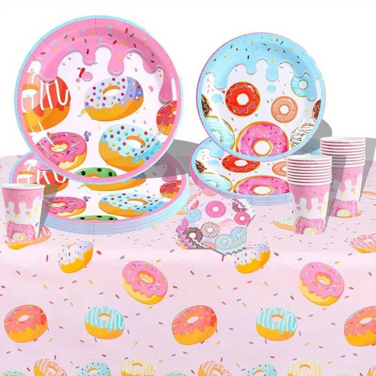 Donut Theme Birthday Party 9 Inch Paper Plates Set