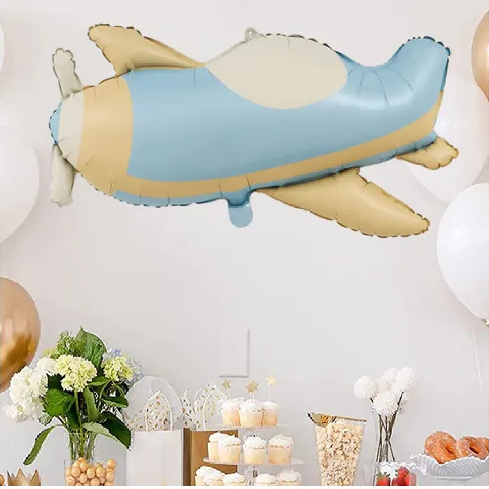 Sky Blue Airplane Foil Balloon