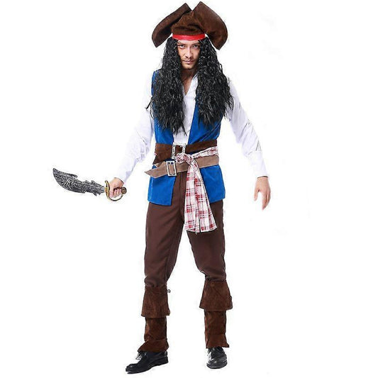 Men's Pirate Captain Jack Costume without Hair & sword