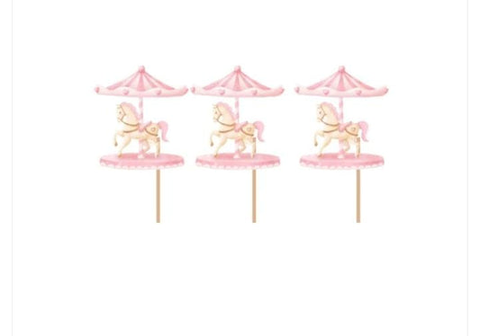 Enchanted Carousel Theme Cake Toppers