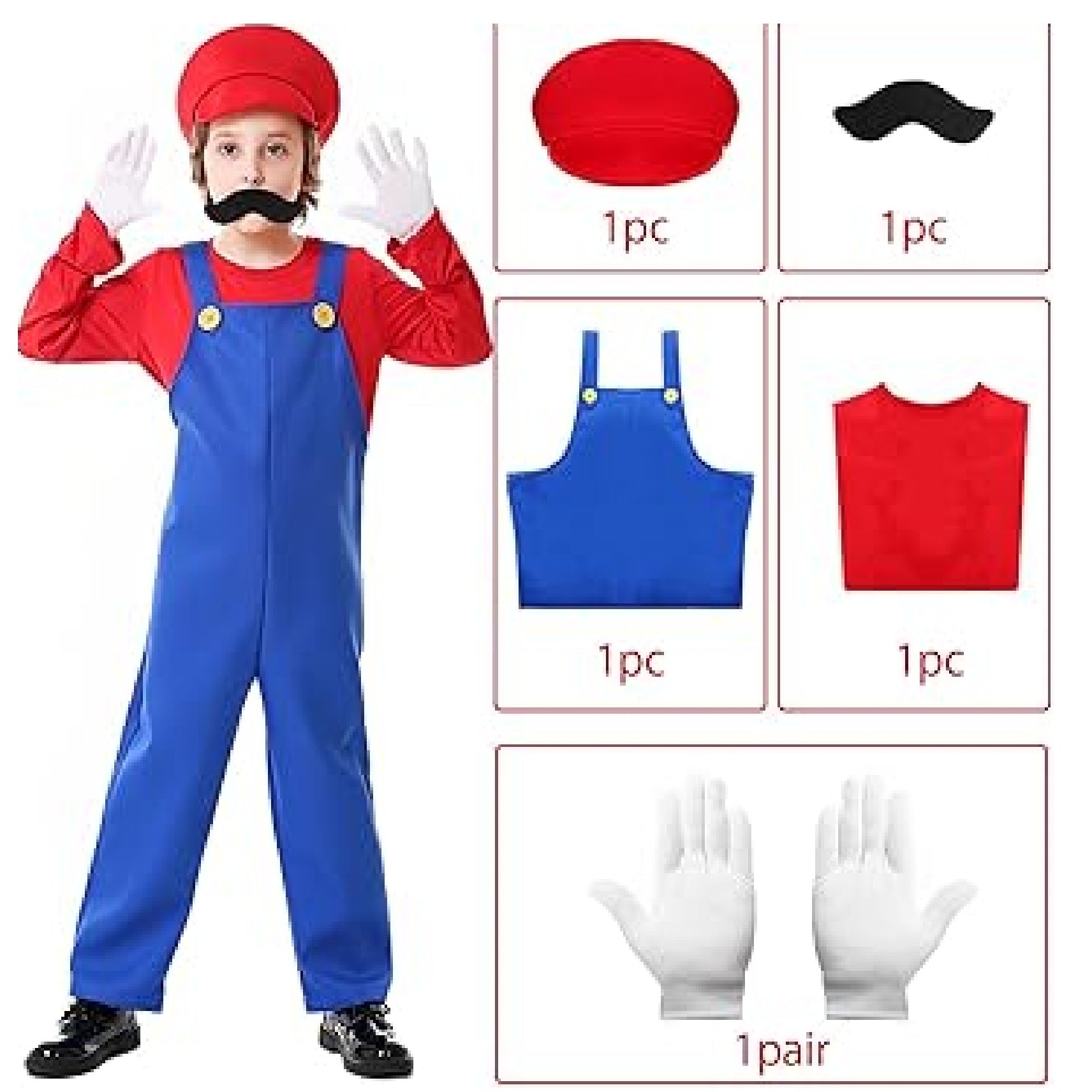 Mario Costume for Kids Boy & Girl