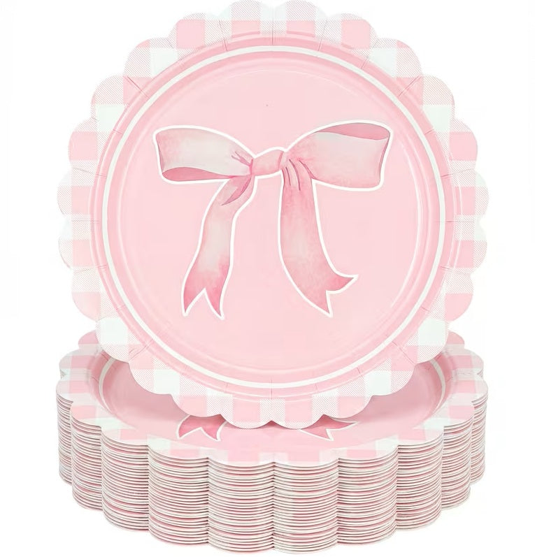 Bow-Themed Pink 7 Inch Dessert Plates