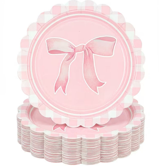 Bow-Themed Pink 7 Inch Dessert Plates