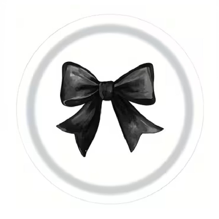 White 9 Inch Paper Plate with Black Bow