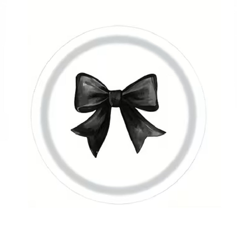White 7 Inch Paper Plate with Black Bow