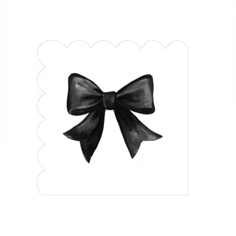 White Paper Napkin with Black Bow