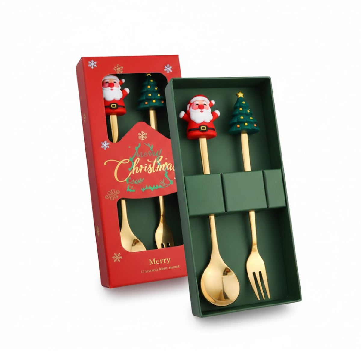 Christmas Tree & Santa Cutlery Set