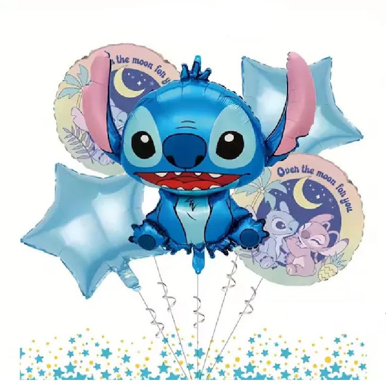 Stitch & Angel Blue 5 Pcs Foil Balloon Set