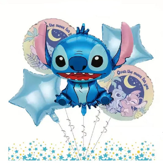 Stitch & Angel Blue 5 Pcs Foil Balloon Set