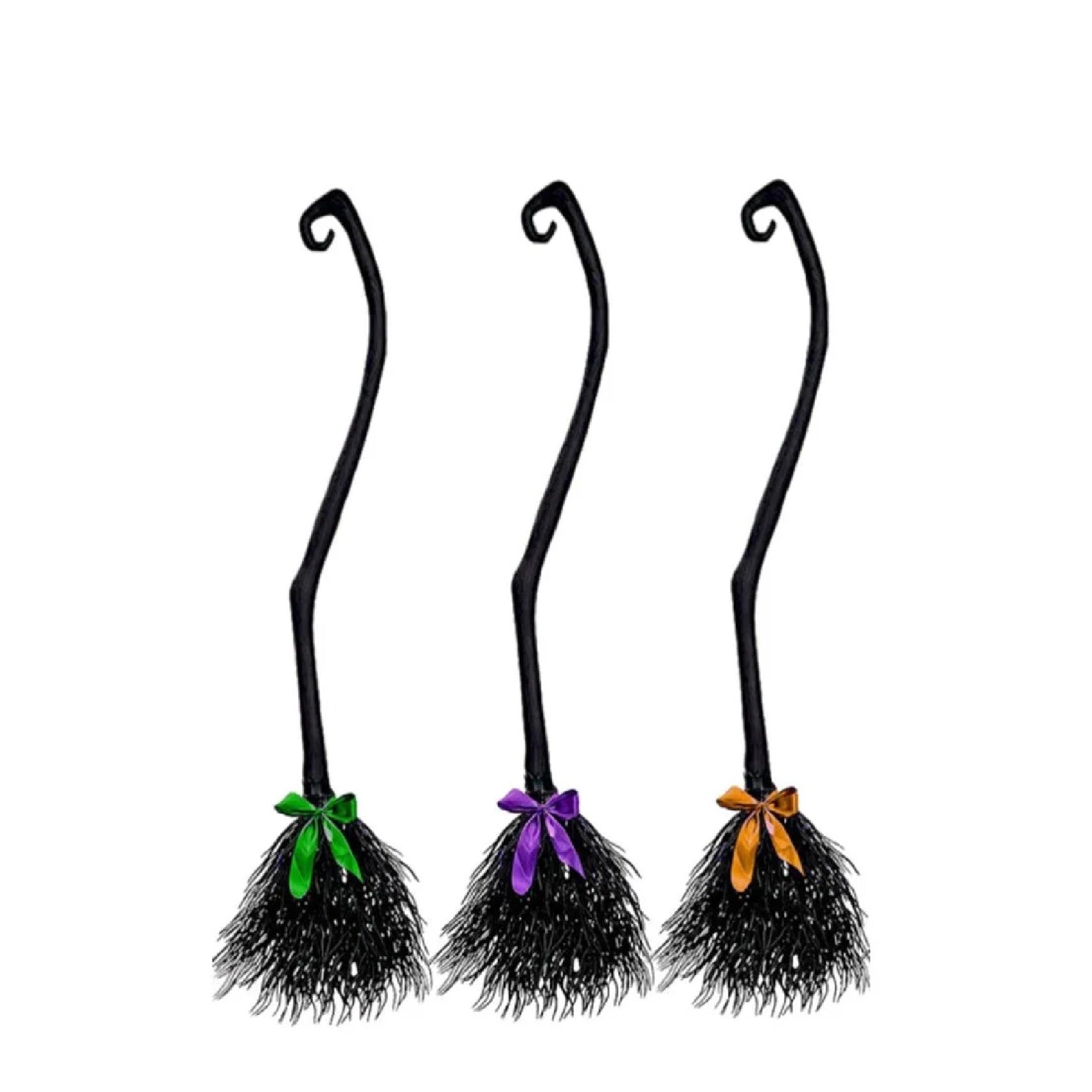 Wacky Halloween Witch Broom with Colorful Ribbons