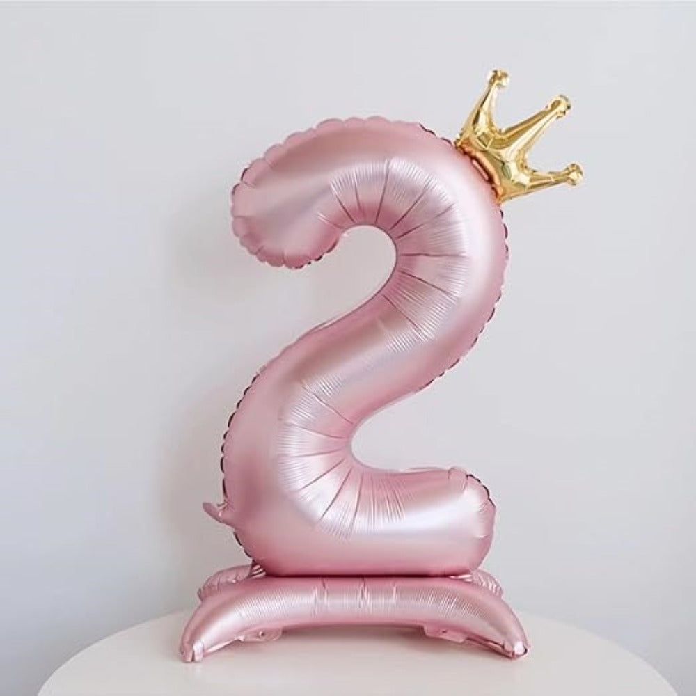Crown Pink Number 2 Balloon with Base