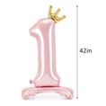 Load image into Gallery viewer, Crown Pink Number 1 Balloon with Base
