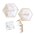 Load image into Gallery viewer, White Marble Pattern with Gold Stripe Tableware Set
