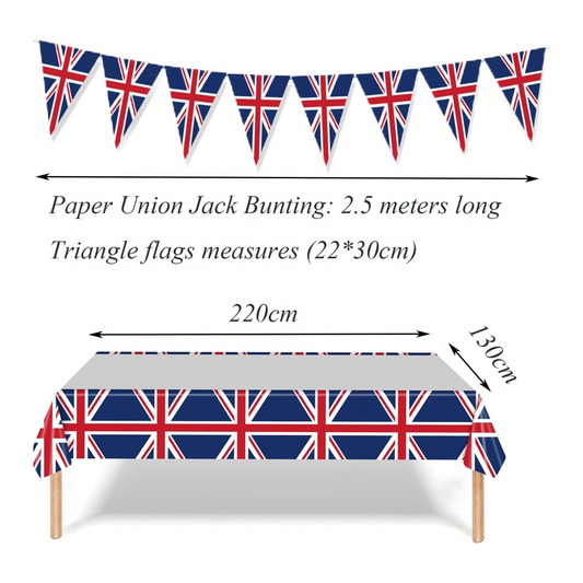 Union Jack Table Cover and Triangle Flags Banner