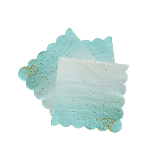 Green Ombre with Gold Foil Dots Paper Napkins Set