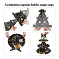 Load image into Gallery viewer, 3-Tier Black Gold Round Cupcake Holder for Graduation Season Party

