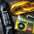 Load image into Gallery viewer, Retro Inflatable Party Pack: Boombox, Phone & Gold Chain!
