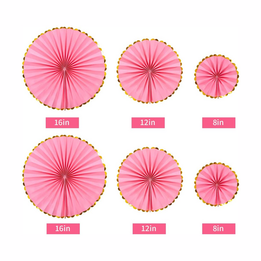 Pink Hanging Paper Fans Decoration Kit