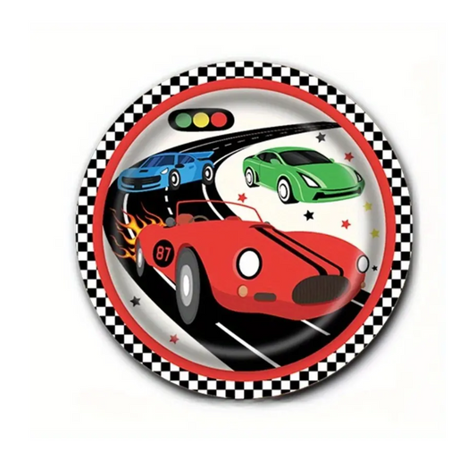 Racing Car Birthday Themed 9 Inch Paper Plates Set
