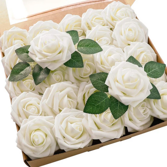 Artificial White Roses Bouquets Box Set