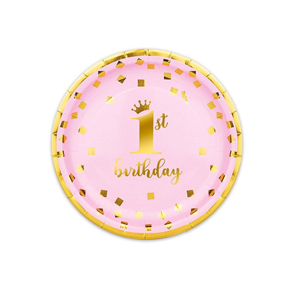 First Birthday Pink Decorations 9 Inch Paper Plates Set