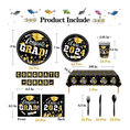 Load image into Gallery viewer, Gold and Black 2024 Graduation Theme Party Dinnerware Set
