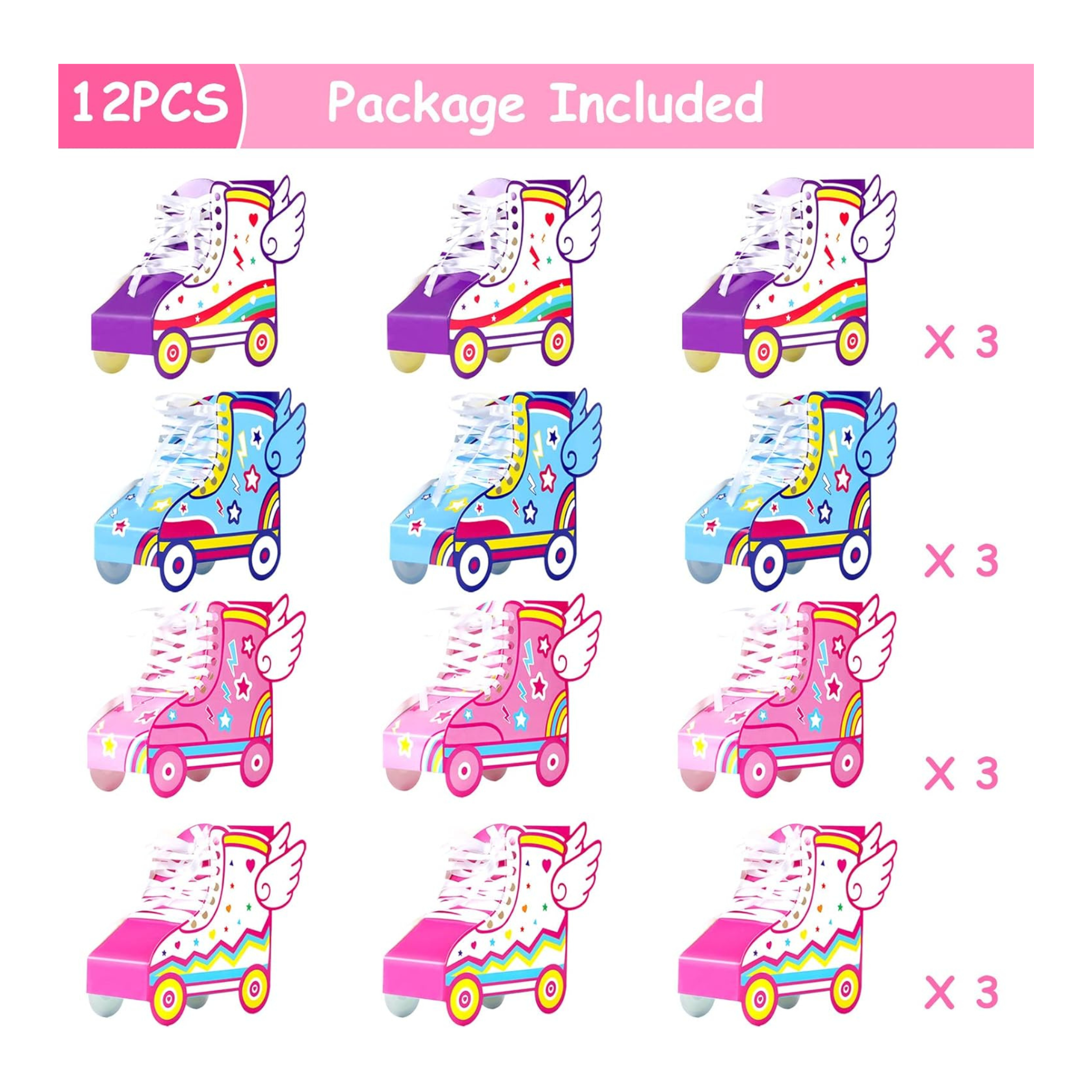 Roller Skating Birthday Theme Party Favor Boxes Set