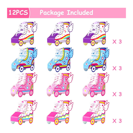 Roller Skating Birthday Theme Party Favor Boxes Set