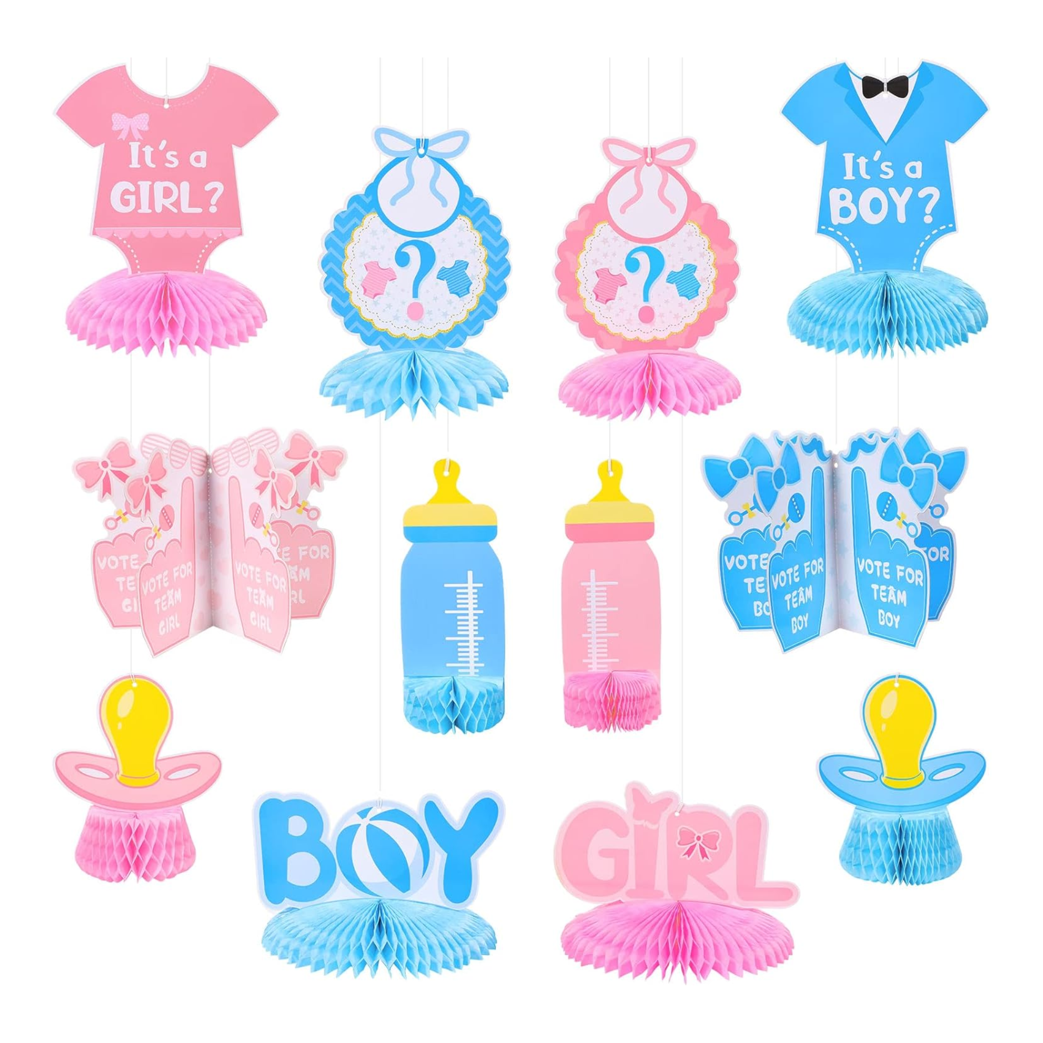 Baby Gender Reveal Honeycomb Table Centerpieces Set