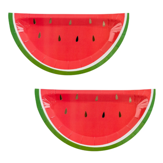 Watermelon Shaped Paper Plates Set