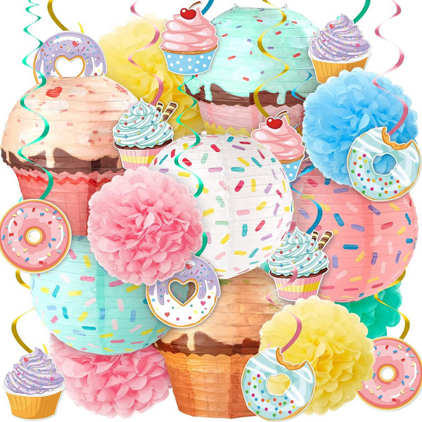 Candy Land Theme Hanging Paper Decorations Set