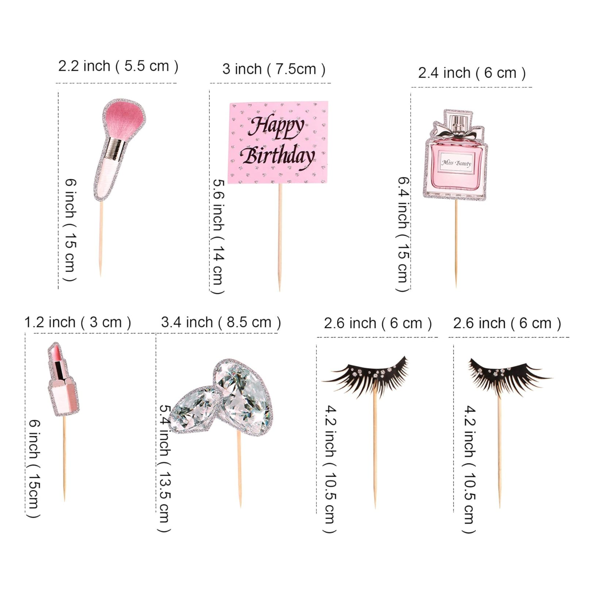 Glitter Makeup Cupcake Toppers Set