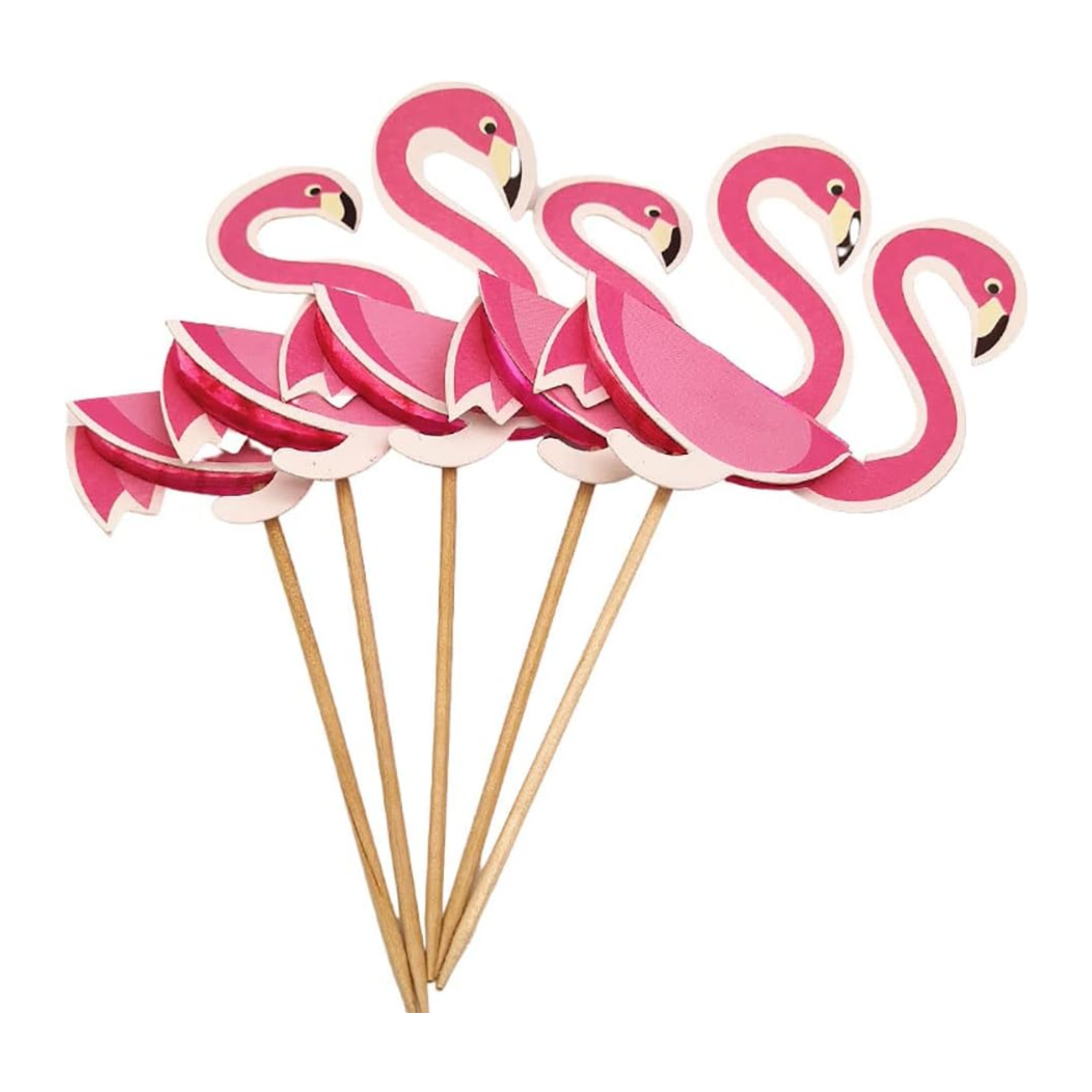 Flamingo Theme Party Cupcake Toppers Set