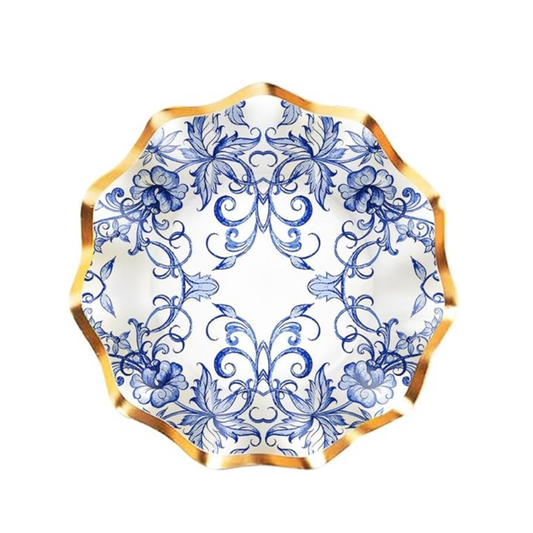 Blue White Chinoiserie 10 Inch Paper Plates Set